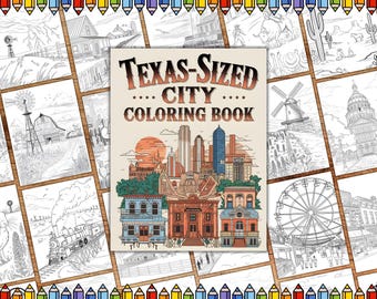 Texas City Coloring Book, Adult And Kids Coloring Pages, Realism Coloring Sheets, Grayscale Coloring Book, Austin Cafe Scenes Coloring Pages