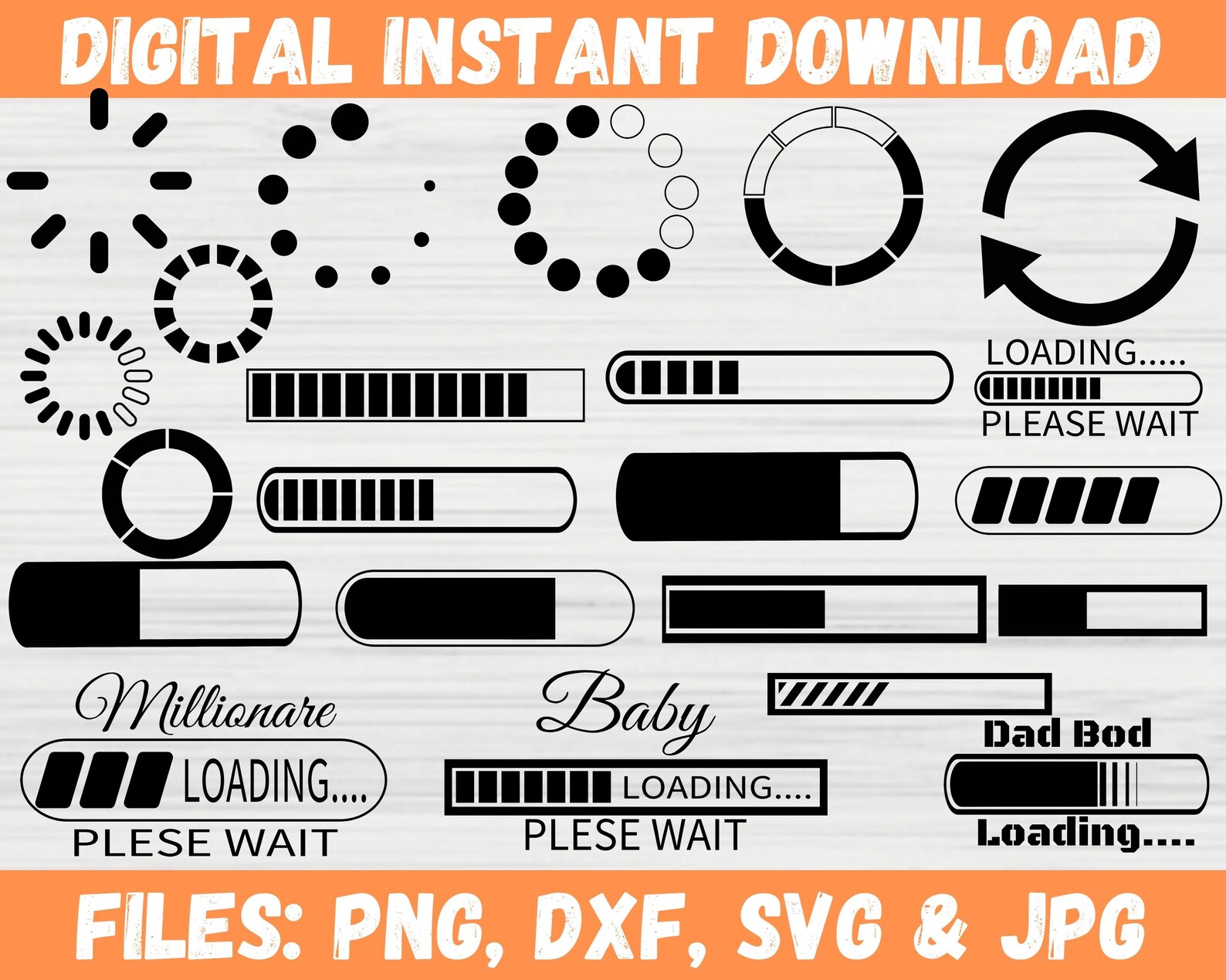 Loading Bar SVG Bundle, Buffering Please Wait Clipart, Progress Bar Cut ...