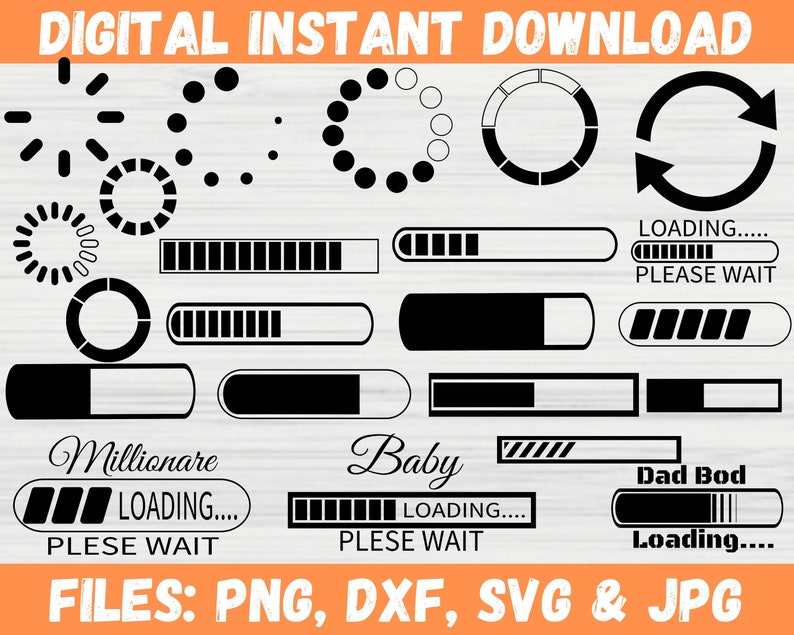 Loading Bar SVG Bundle, Buffering Please Wait Clipart, Progress Bar Cut ...