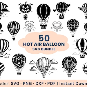 Hot Air Balloon SVG Bundle, Hot Air Balloon PNG Bundle, Clipart & Cut Files for Cricut, Air Balloon Svg, Instant Download