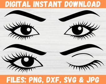 Eyelash and Brow SVG Bundle, Beauty Salon Clipart PNG for Cricut Silhouette, Lash Tech Makeup Cut File
