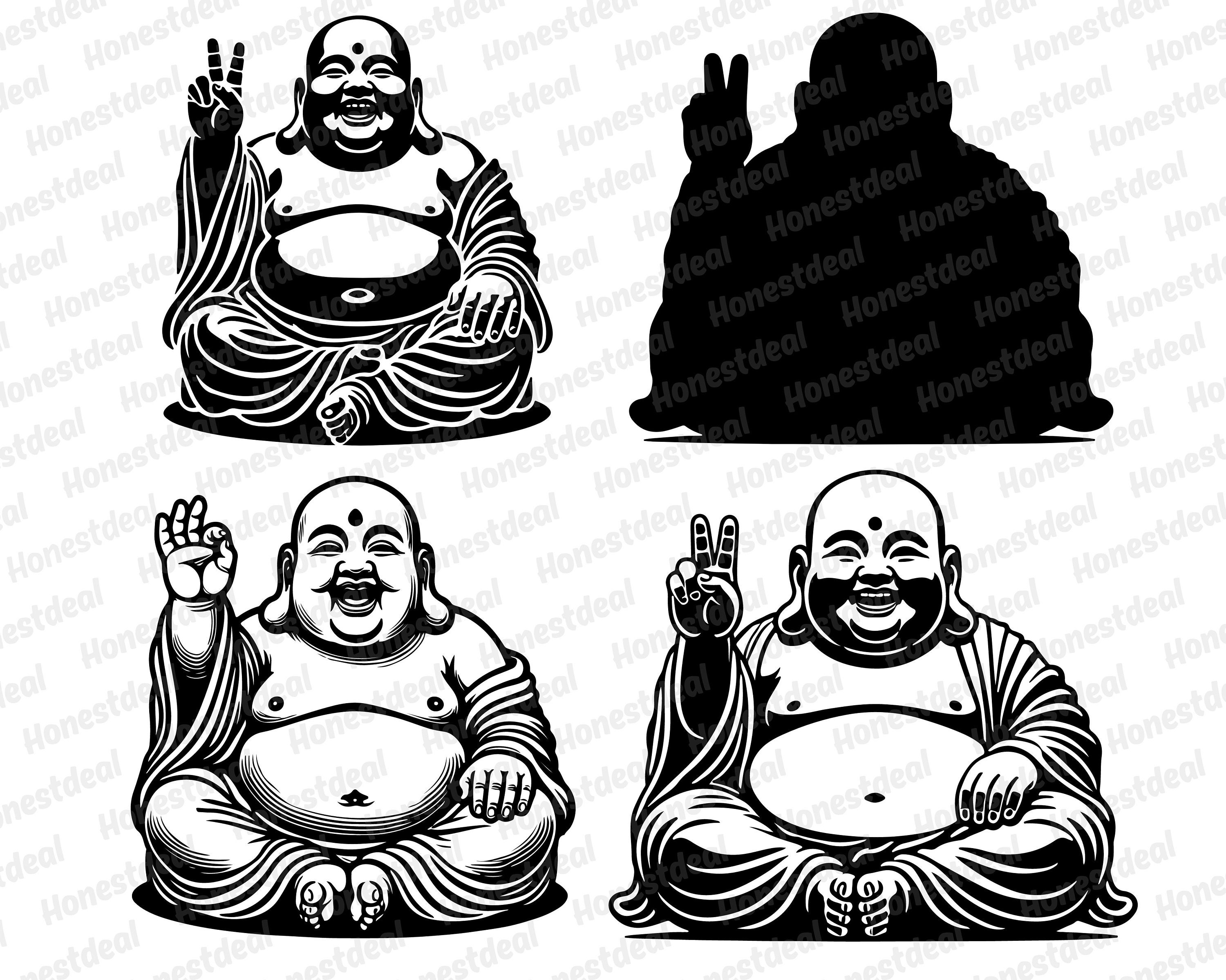 Laughing Buddha SVG, Zen Meditation Clipart PNG for Cricut