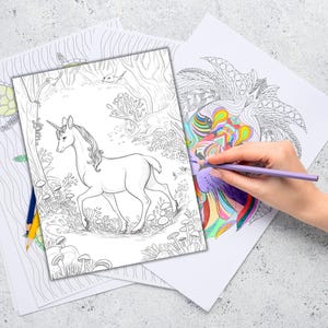 forest coloring book for adults magical relaxation coloring pages printable grayscale enchanted woodland stress relief designs forest animals mystical artwork