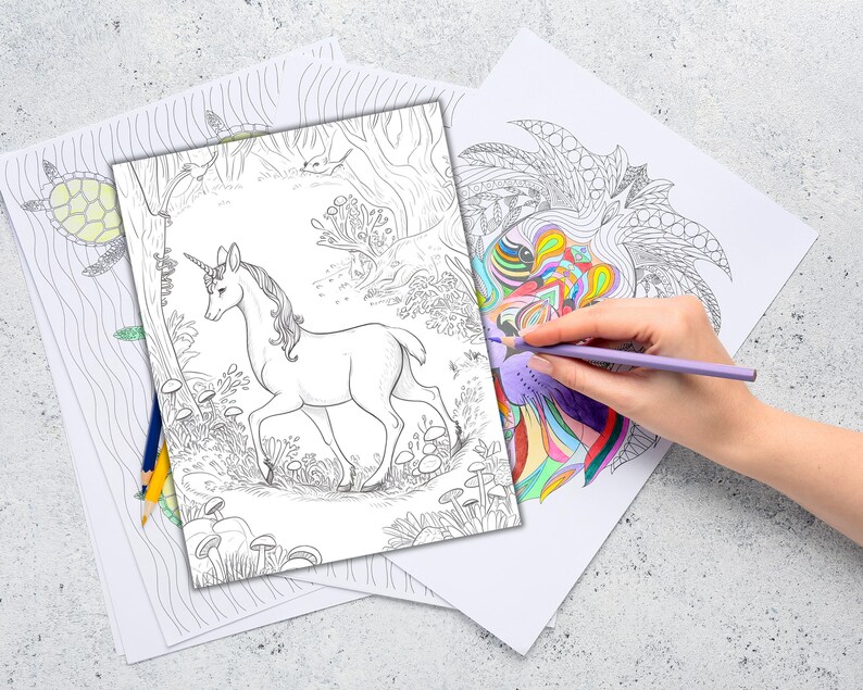 forest coloring book for adults magical relaxation coloring pages printable grayscale enchanted woodland stress relief designs forest animals mystical artwork