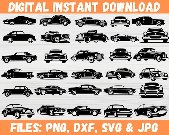 Classic Car SVG Bundle | Vintage Car Silhouette Cut Files | Antique Automobile Cricut Designs