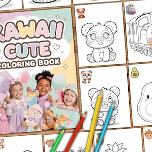 Kawaii Coloring Pages, Cute Coloring Pages for Kids, Kawaii Spring Coloring Book, Comfy Kawaii Spring Coloring, Kawaii Food Cute Color Book