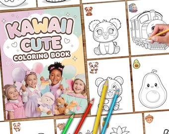 Kawaii Coloring Pages, Cute Coloring Pages for Kids, Kawaii Spring Coloring Book, Comfy Kawaii Spring Coloring, Kawaii Food Cute Color Book