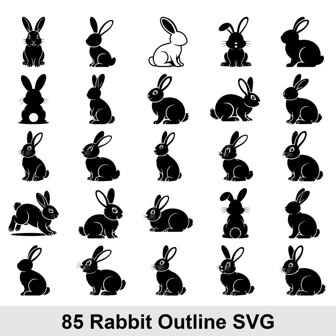 85 Rabbit Silhouette SVG Bundle | Bunny Cricut Cut File, Animal ...