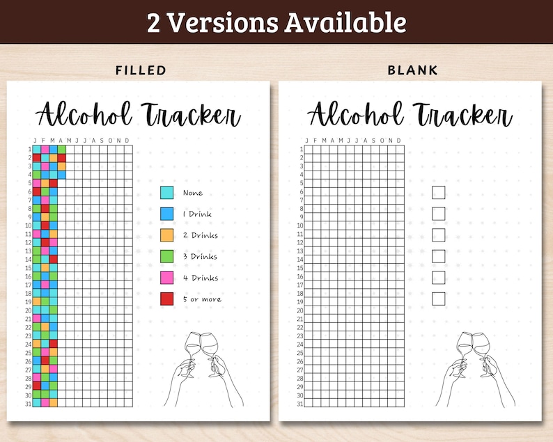 Alcohol Tracker Yearly, Drinks Tracker, Alcohol Challenge, Health ...
