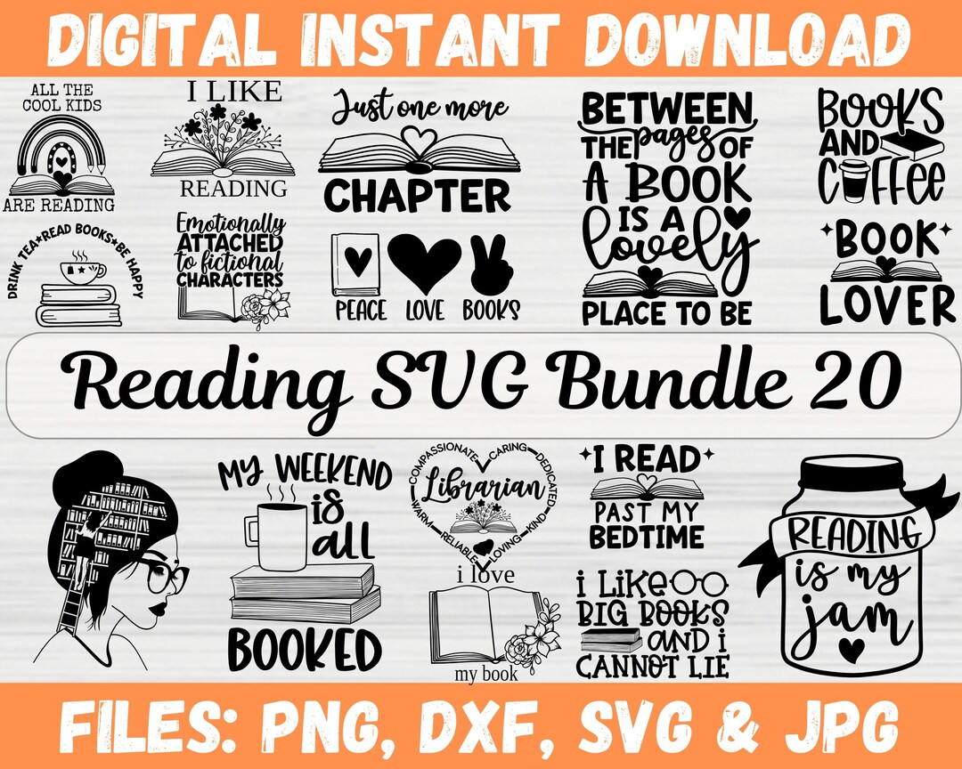 Book Lover SVG Bundle, Reading Quotes, Librarian Cut Files, Teacher ...