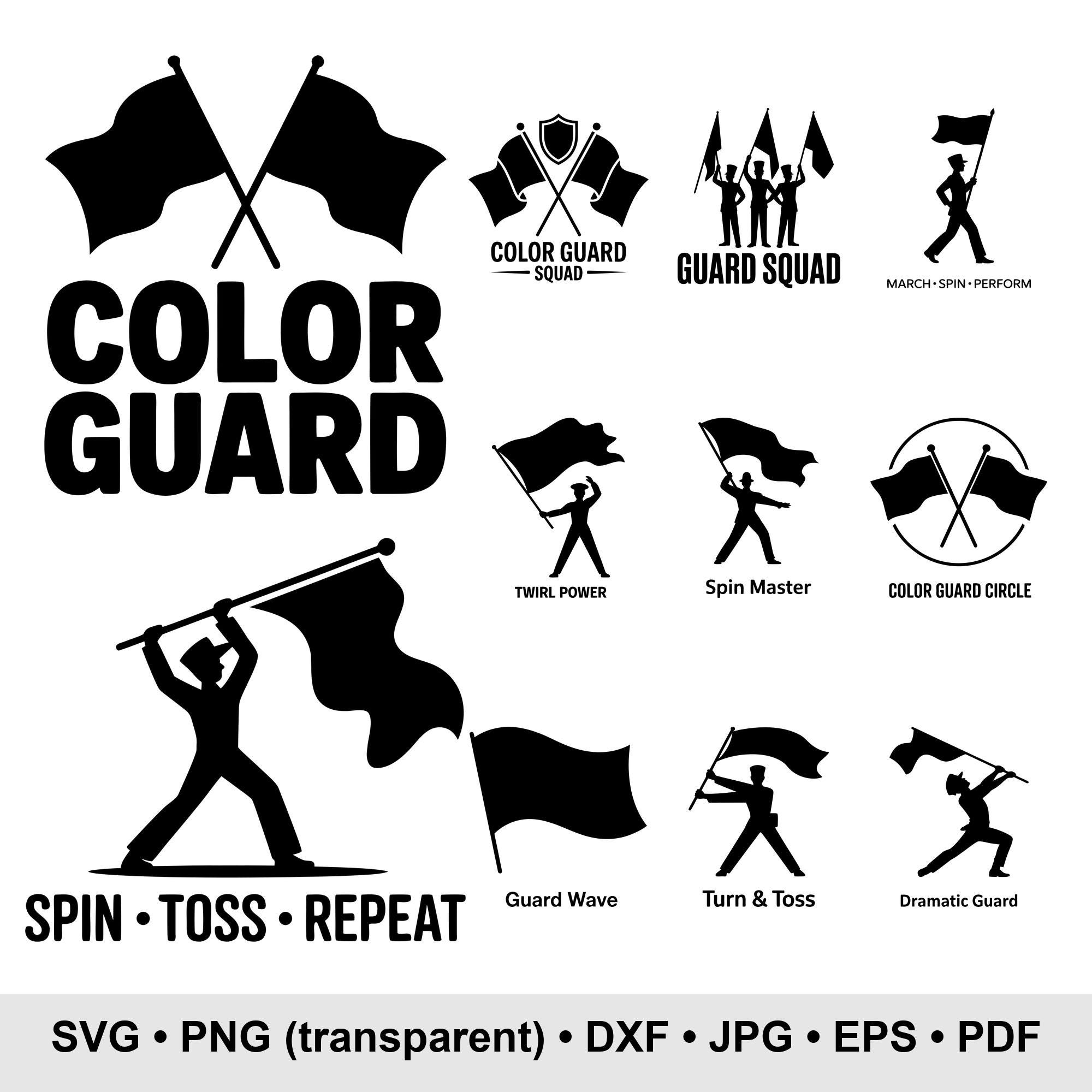 Color Guard SVG Bundle | Winter Guard SVG for Cricut | Flag Flipping ...