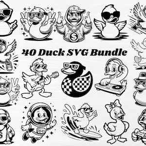 Lustiges Enten-Svg-Bundle, 40 coole Enten-Svg, Ente mit Sonnenbrillen-Svg, niedliche Gummiente-Svg-Bundle, Cricut Cut-Dateien Png Dxf