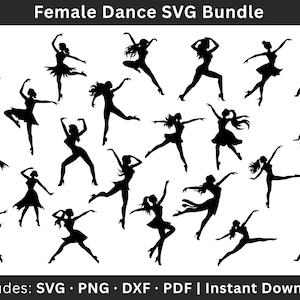 Dance SVG Bundle, Dance Silhouette, Dance Cut File, Dancers Clipart, Dancer Silhouettes SVG, Instant Download, Commercial Use
