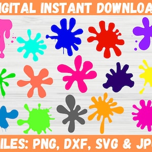 Paint Splatter SVG Bundle, Paint Splats Svg Files, Paint Svg, Ink splatter Svg, Paint streak blob svg, Cut File for Cricut, Silhouette