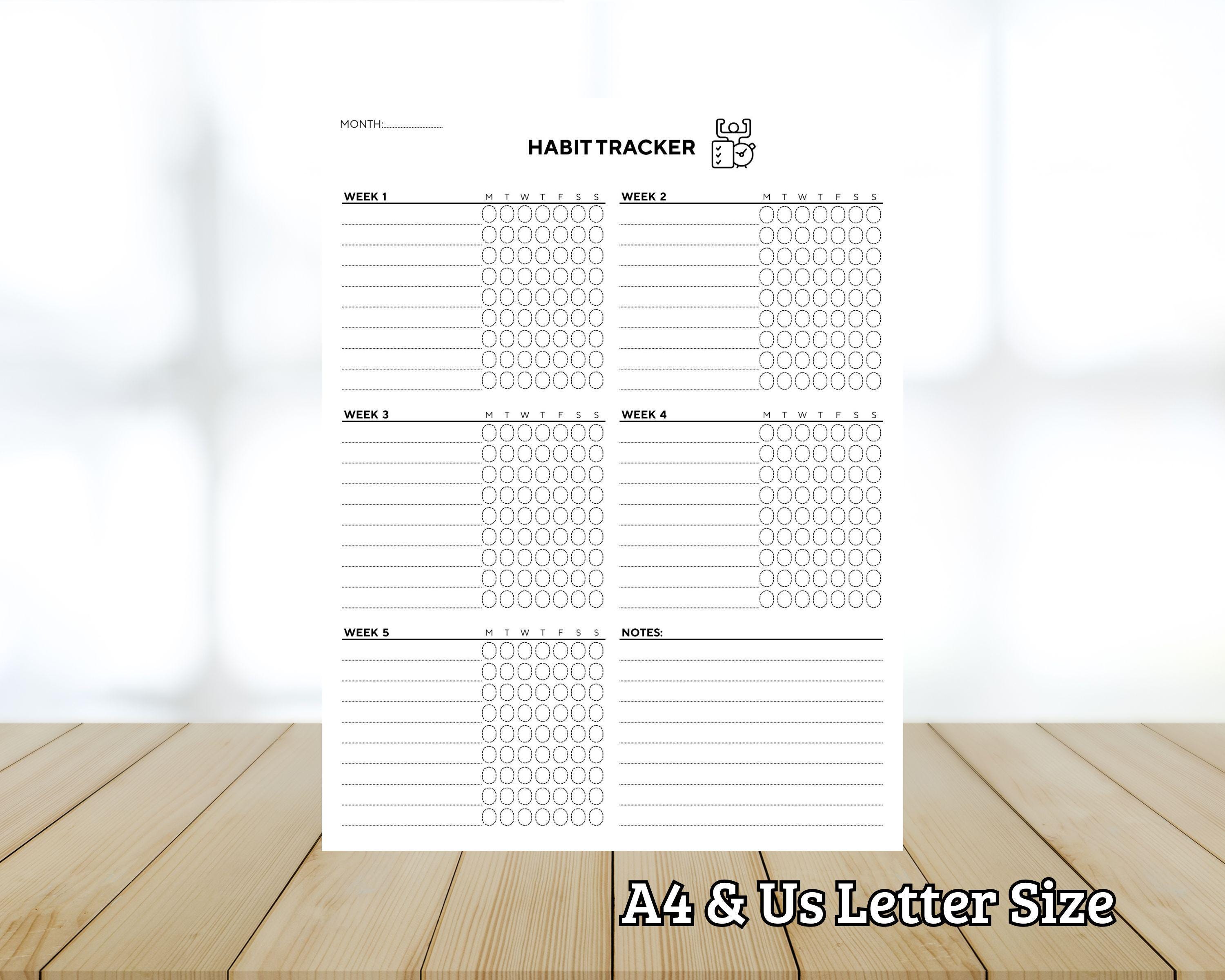 Printable Monthly Habit Tracker for Routine & Goals – A4 and Letter ...