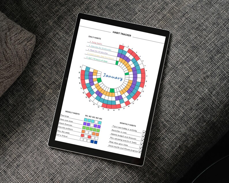 Circle Habit Tracker Printable, Monthly Habit Tracker Challenge ...