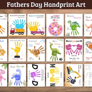 Vaderdag afdrukbare handafdrukkunst, papa ambachtelijke activiteitenpagina, babyaandenken, Vaderdag, kunstbundel voor kinderen, peuters, vaderdagcadeau