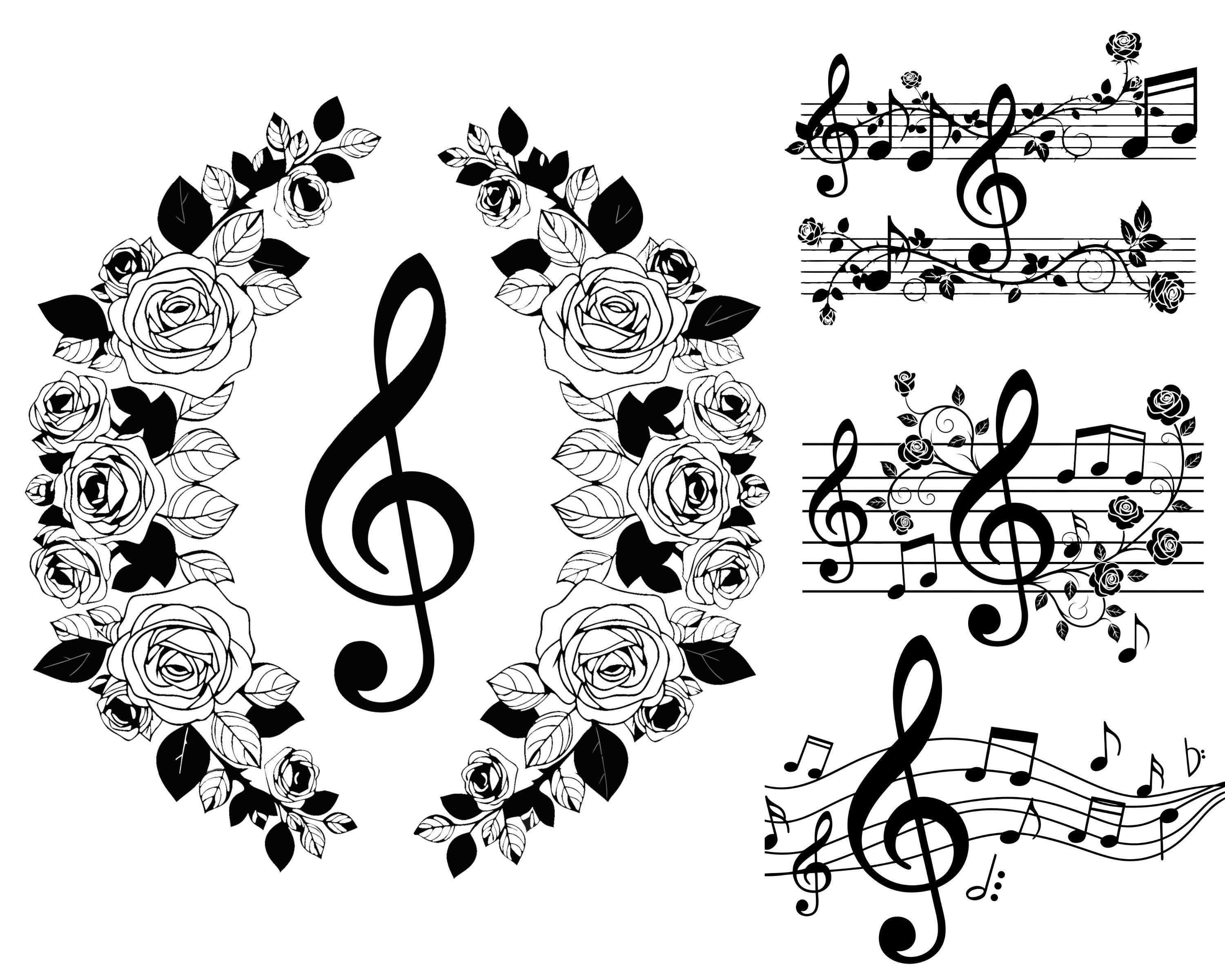 12 Music Notes SVG Bundle Graphics| Musical Symbols Cut Files | Treble ...
