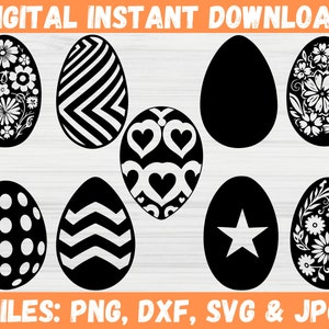 Easter Egg Bundle SVG, Egg Shape Design Silhouette Outline, Digital Instant Download, Cricut Cut Files for SVG, Easter Celebration Clipart.