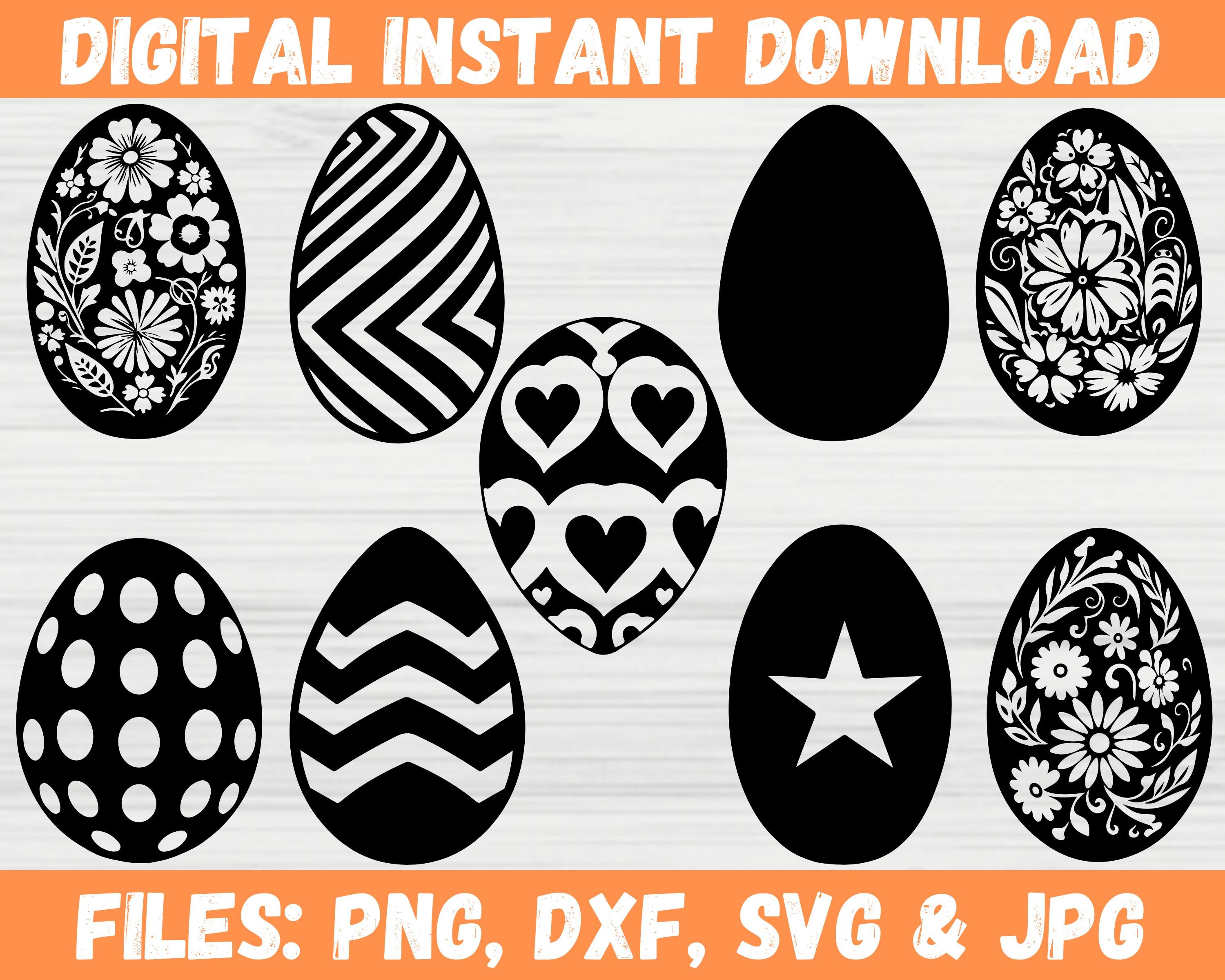 Easter Egg Bundle SVG, Egg Shape Design Silhouette Outline, Digital ...