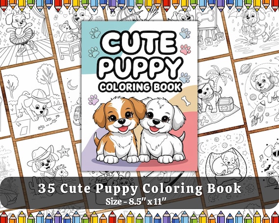 Cute Puppy Coloring Pages for Kids - Printable Dog Activity Book PDF - Toddler & Preschool Fun - Screen-Free Creative Play