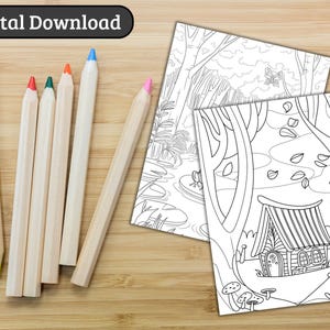 magical forest coloring pages stress relief adult coloring printable enchanted forest designs grayscale pages relaxation book for teens nature themed art stress free coloring