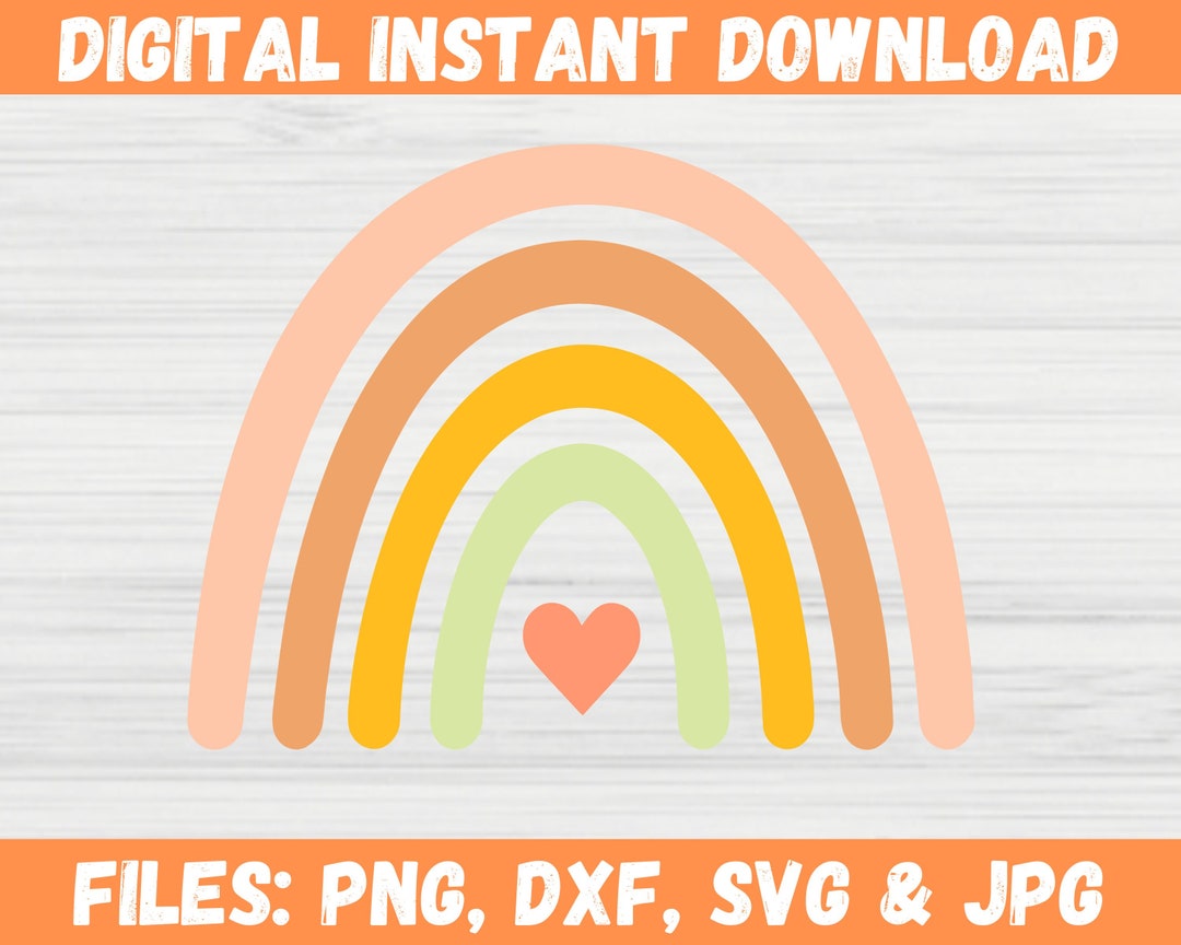 Boho Rainbow SVG for Nursery Decor | Cute Pastel Heart Clipart | Baby ...