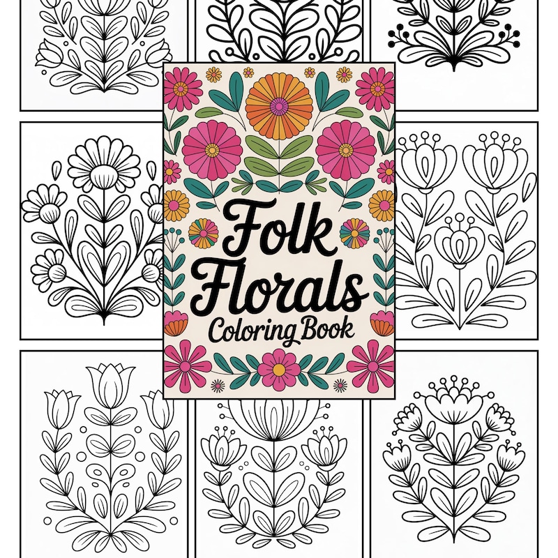 Folk Art Floral Coloring - Etsy
