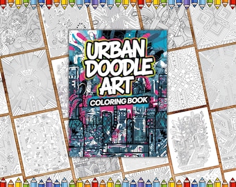 Páginas para colorear de arte urbano, diseño de mandala, libro para colorear de arte de garabatos, patrones simples para aliviar el estrés, libro para colorear digital para adultos