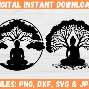 Buddha SVG Cut File,  Files for Svg, Png, Jpg, Lotus Flower Digital Download for Cricut and Silhouette, Meditation Yoga Zen Spirituality