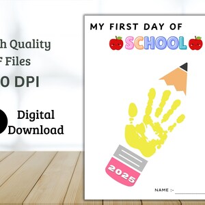 First Day of School Handprint Craft, Back to School Keepsake, Preschool ...