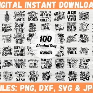 Alcohol SVG Bundle, Funny Alcohol , Wine Svg, Whiskey Quotes, Funny Flask Sayings, Sassy Quotes, Drinking Svg, Coaster Svg, Drunk Sayings