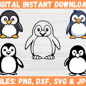 Cute Penguin SVG Bundle | Baby Penguin Silhouette Vector | Animal Penguin Clipart | Cricut Cut Files in SVG, PNG, dfx , jpg.
