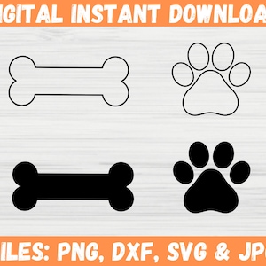 Dog Paw Print SVG, Dog Bone Vector, Animal Paw SVG,  Animal Dog Paw Silhouette, Dog Paw Silhouette, Paw Print svg, Animal Footprint