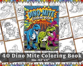 Dino Coloring Pages For Kids, Coloring Book, Printable Coloring Pages, Dinosaurs, Dinosaur Coloring Pages, Instant Download PDF