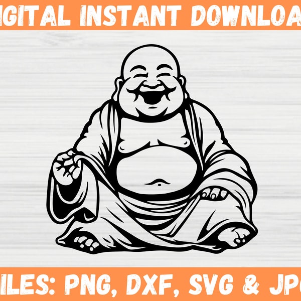 Laughing Buddha SVG | Spiritual Yoga Meditation | Namaste Zen Buddhist Clipart Cut File | Silhouette Cricut Files for Svg,Png,Dxf,Jpg