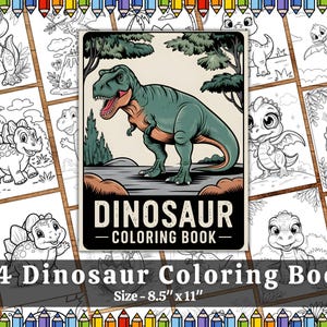 Dinosaur Coloring Pages for Kids – Printable Activity Book PDF with T-Rex & Jurassic Designs – 40+ Fun US Letter Sheets – Instant Download