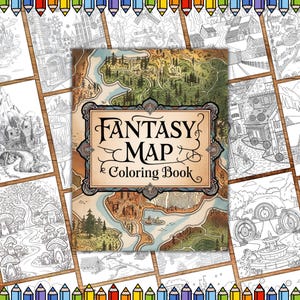 Fantasy Map Coloring Pages, Magical World Coloring Book for Adults & Kids, Fantasy Coloring Sheets, Nature Coloring Relaxing, Magic Coloring