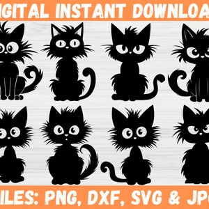 Cartoon Cat SVG Bundle, Cute Cats Clipart, Pet Kitten Silhouette, Kitty Digital Instant Download, Cricut File for Svg, svg bundle, Vector