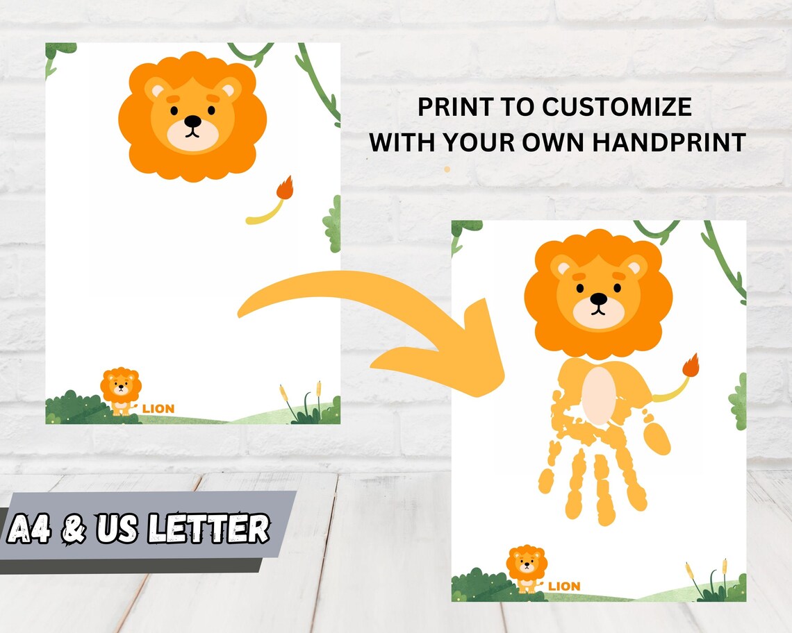 Wild Animal Handprint Craft, Printable Handprint Keepsake, Safari ...