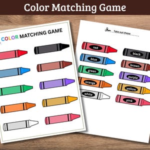 Color Matching Game, Busy Book Printable Activity, Homeschool Worksheet, Busy Binder for Toddlers, Quiet Book, Montessori Play