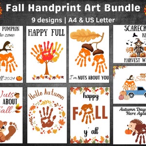 Fall Handprint Art Activity Set, Fall Handprint Craft,  Autumn Season, Back to School, Preschool Daycare Kids Toddler Activity Printable