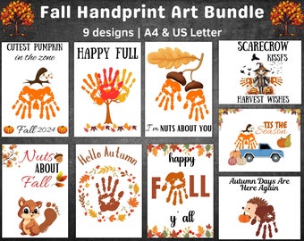 Fall Handprint Craft Activity Set for Kids and Toddlers | Autumn Preschool & Kindergarten Art Projects | Printable Handprint Templates