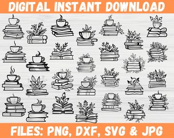 Professeur de lecture SVG | Fichier Cricut floral pile de livres | Fichier cadeau pour enseignant du primaire | Conception de chemise de retour à l'école