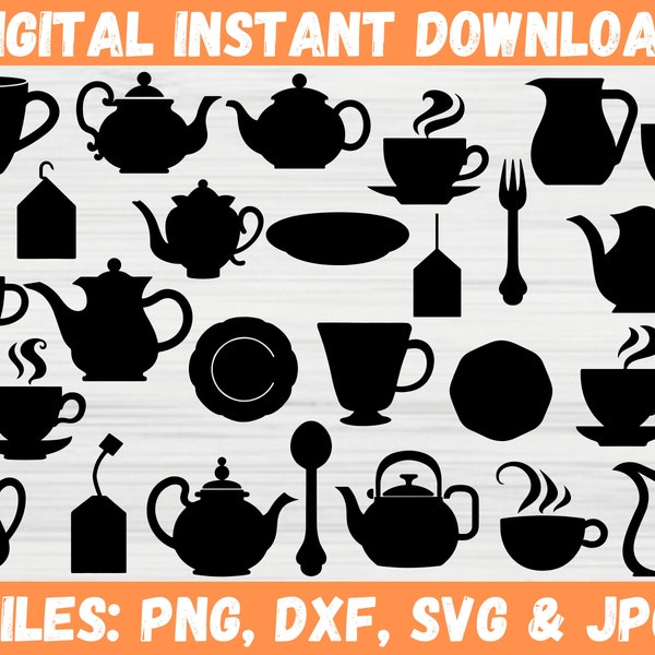 Tea Cups SVG Bundle Teacup Party Tea Pots Svg Mum Mother Gift Coffee Cup Mug Kitchen Png Cricut Cut File Commercial Use Instant Download