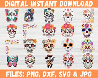 Día de los Muertos SVG / Arte messicana / Sugar Skull Day of the Dead Design (Download digitale)