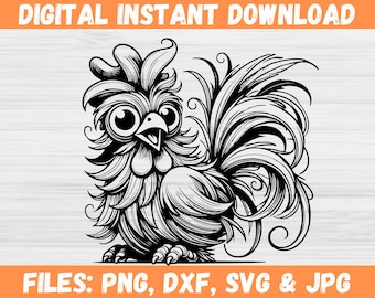 Funny Chicken SVG Bundle for Cricut, Crazy Hen and Rooster Cut Files, Farmhouse Shirt Designs and Chicken Lady Gifts