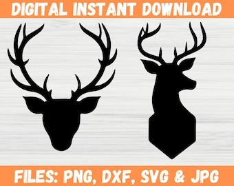 Deer Head SVG | Buck Hunting Clipart | Silhouette Vector Art (Digital Download)