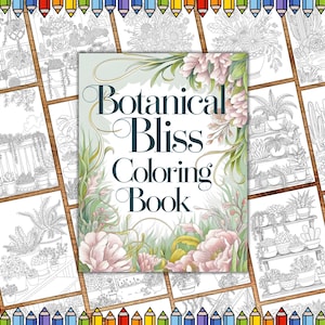 Botanical Bliss Coloring Pages, Succulent Coloring Book, Retro Bright Plant Coloring Pages, Kids Coloring Pages, Line Art Coloring Paper