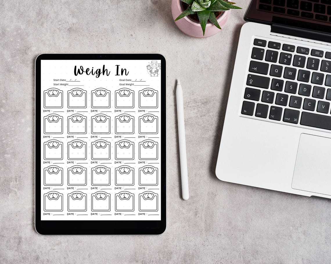 Minimalist Weight Loss Tracker, Printable Undated Fitness Journal, Insert Aesthetic Planner ...